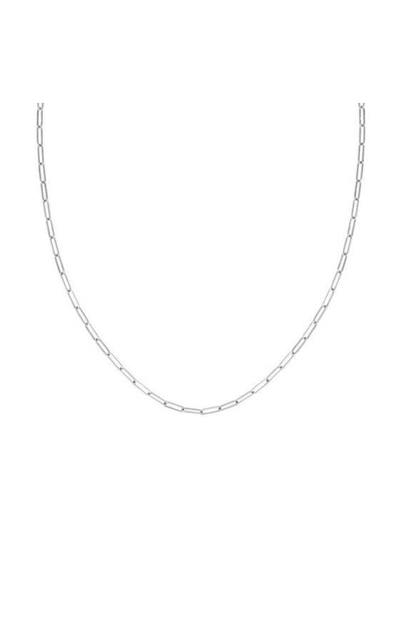 Sterling Silver Paper clip Link Chain Necklace Adjustable (1mm) 18"