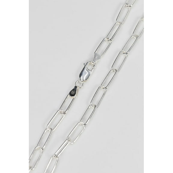Sterling Silver Paperclip Rolo Link Chain 5mm Solid 925 Italy Necklace 16" Jewelry Female Unisex