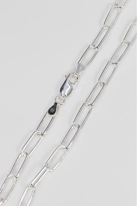 Sterling Silver Paperclip Rolo Link Chain 5mm Solid 925 Italy Necklace 16" Jewelry Female Unisex