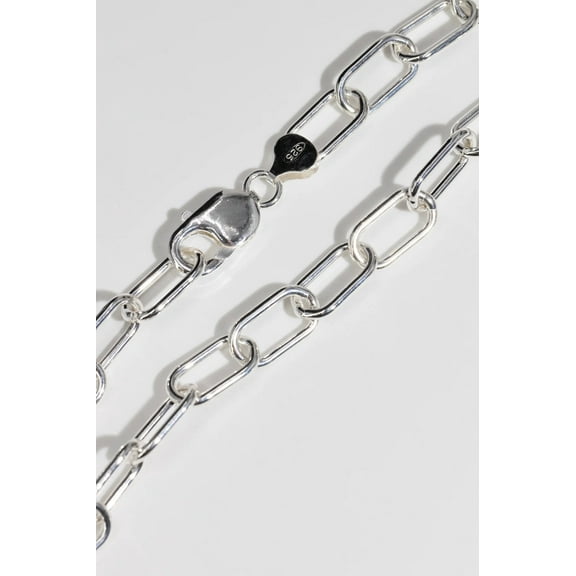 Sterling Silver Paperclip Rolo Link Chain 9mm Solid 925 Italy Necklace 18" Jewelry Female Unisex