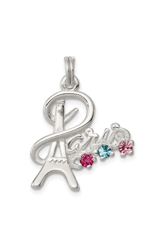 Sterling Silver Paris Eiffel Tower Pendant with Birthstone Crystals, Romantic Travel Necklace Charm for Women, France Landmark Jewelry for Bracelets or Chains