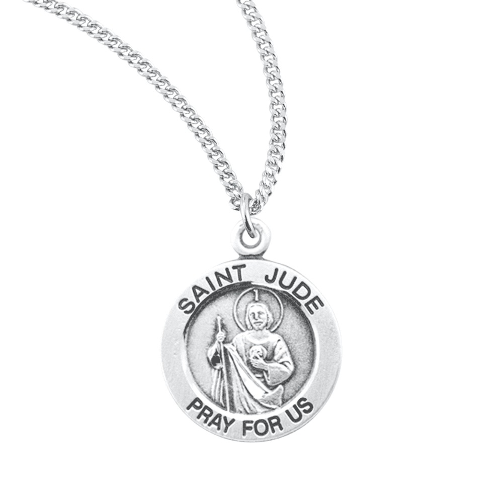 Sterling Silver Patron Saint St.Jude Medal Pendant Necklace in 18 Inch ...