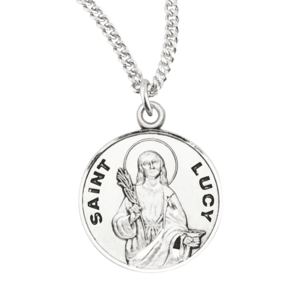 Sterling Silver Patron Saint Medal Pendant Necklace in 18