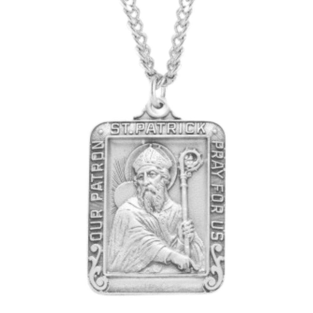 Sterling Silver Patron Saint St.Patrick Medal Pendant Necklace in 24 ...