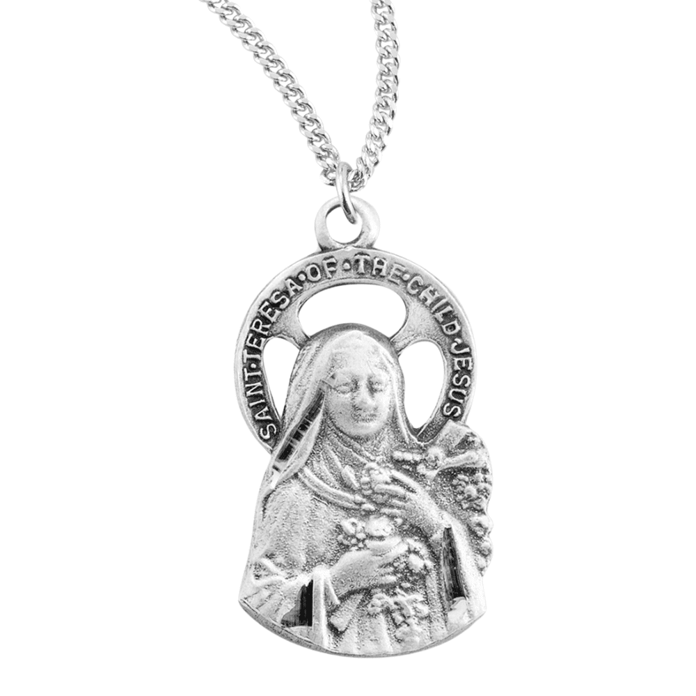 Sterling Silver Patron Saint St Therese of Lisieux Cut-Out Medal, 0.8 ...