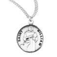 thumbnail image 1 of Sterling Silver Patron Saint St.William Medal Pendant Necklace in 20 Inch Rhodium Plated Stainless Steel Chain, Deluxe Velvet Gift Box - Made in USA, 1 of 4