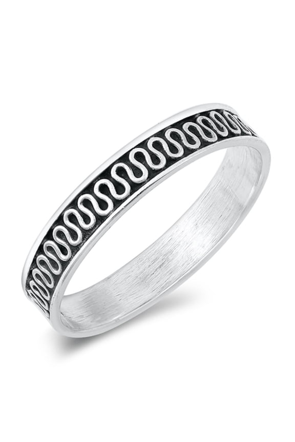 Sterling Silver Pattern Design Band Ring Size 5