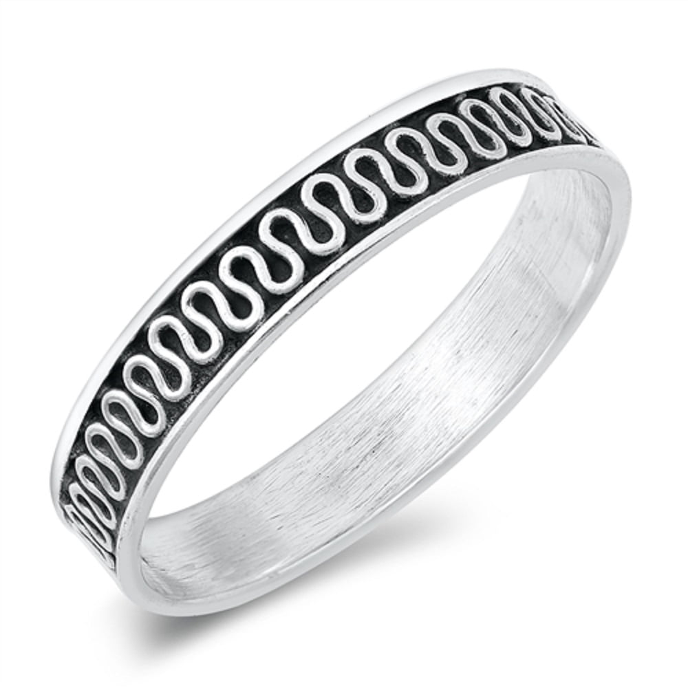 CloseoutWarehouse 925 Sterling Silver Oxidized Horseshoe Ring - Decorated Design, Gift Box Included