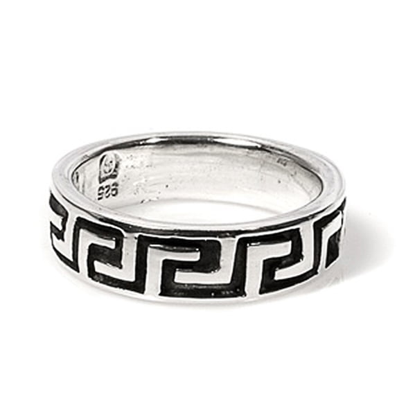 Sterling Silver Patterned Band 6mm ( Size 5 to 9)