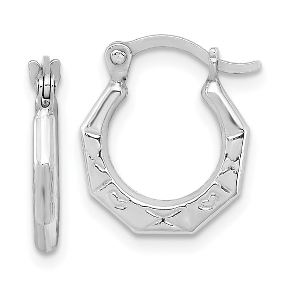 Sterling Silver Patterned Hollow Hoop Earrings Sterling Silver Earrings