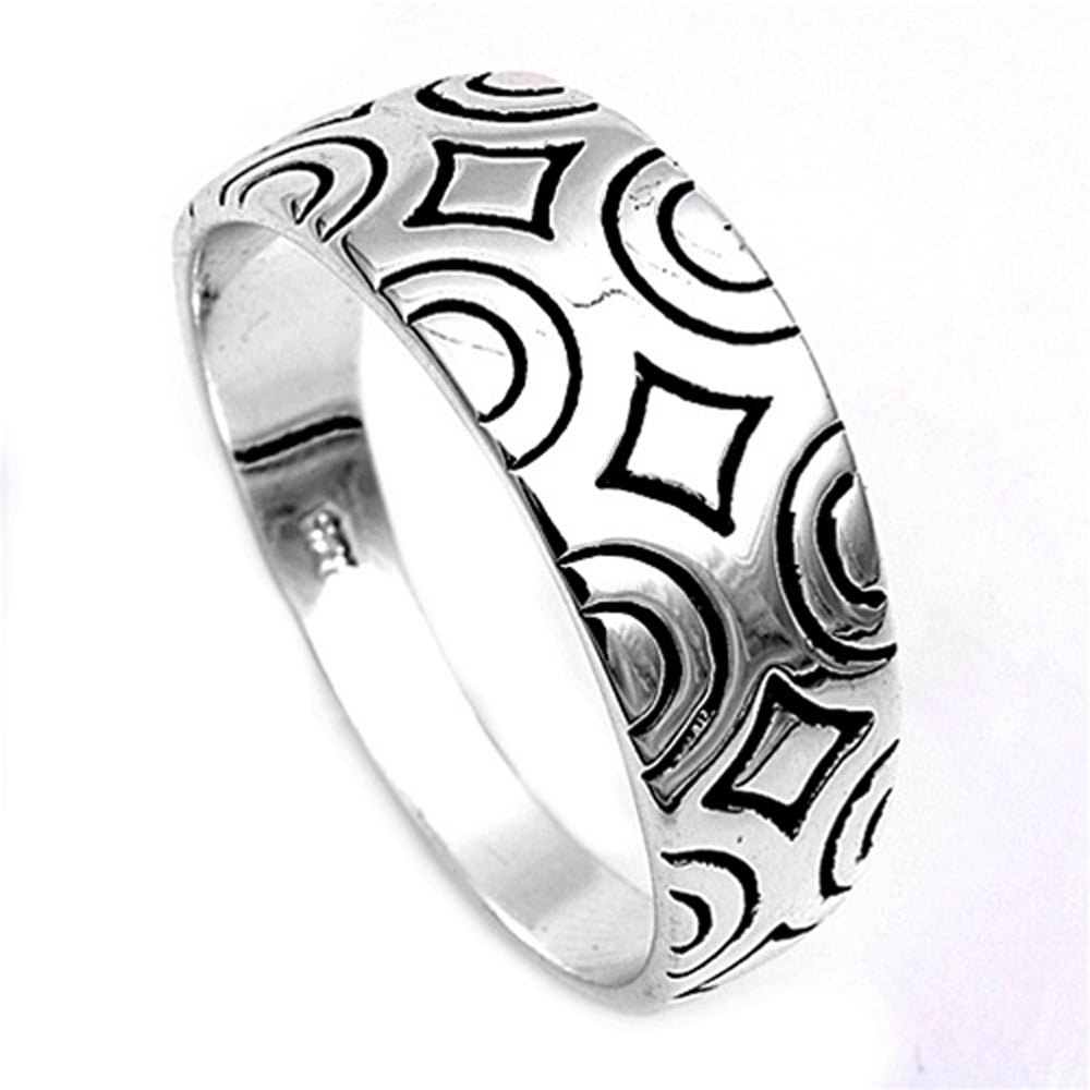 Sterling Silver Patterned Ring 8mm ( Size 5 to 9) - Walmart.com