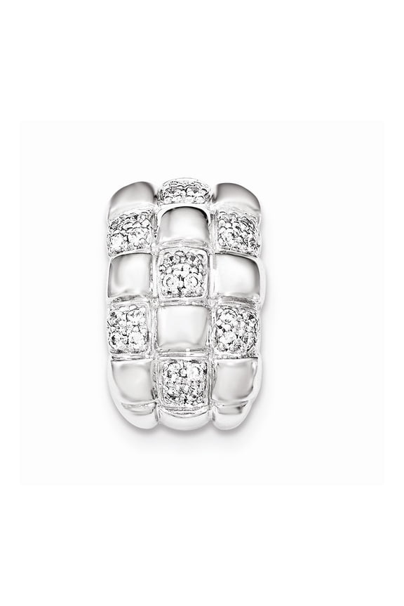 Sterling Silver Patterned Slide Pendant - Measures 22.6x14.2mm Wide