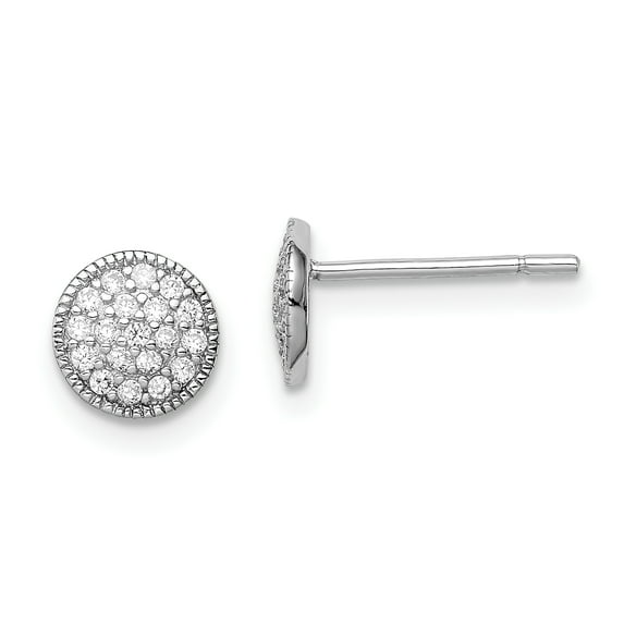 Sterling Silver Pav‚ CZ Circle Post Earrings Sterling Silver Earrings