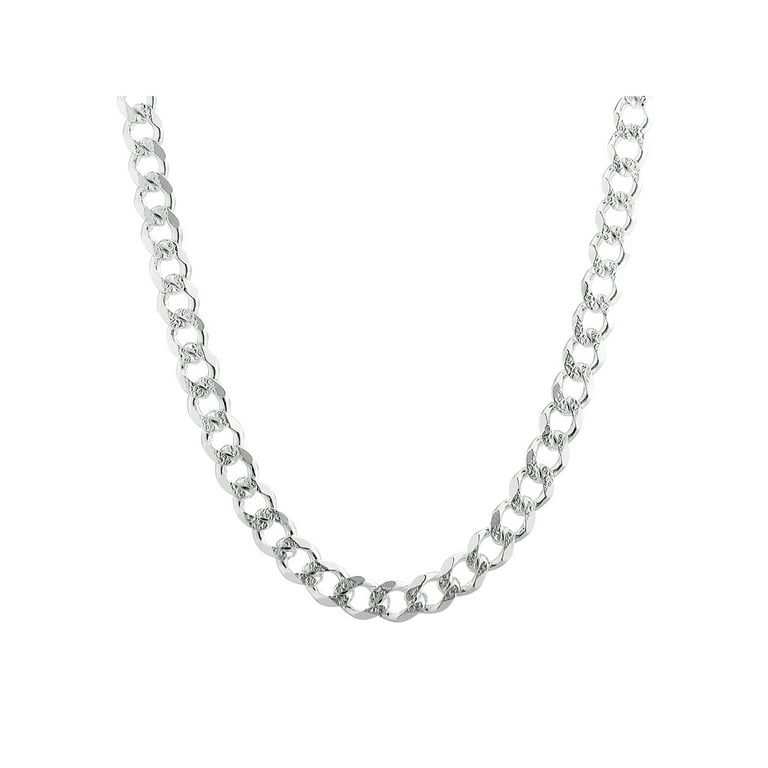 Sterling Silver Pave 250 Gauge Curb Chain Necklace 20 Inches