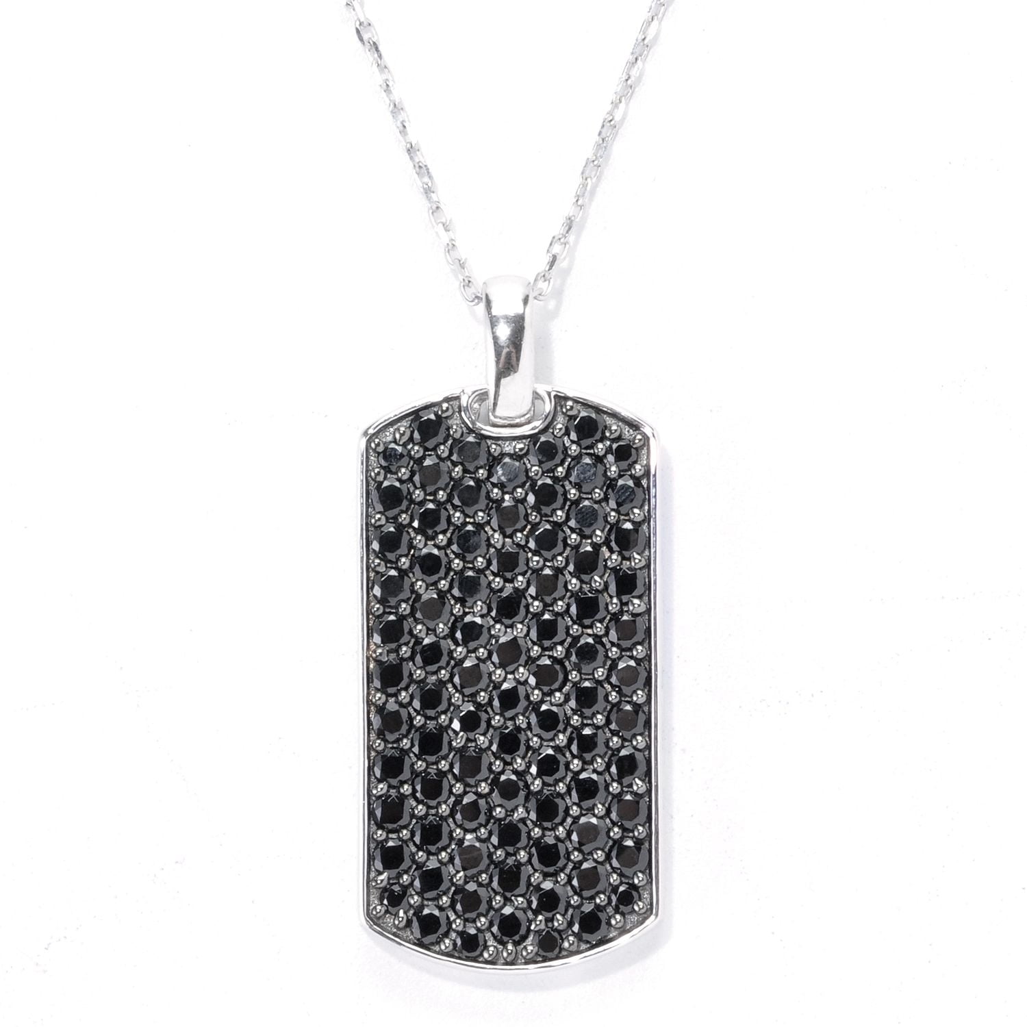 Sterling Silver Pave Black Spinel Necklace with Chain and Cord
