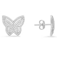 thumbnail image 1 of Sterling Silver Pave Butterfly Cubic Zirconia Stud Earrings, 1 of 1