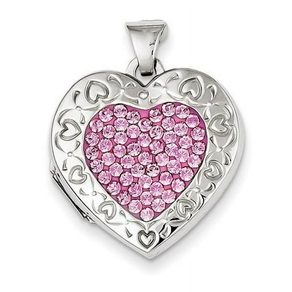 Sterling Silver Pave Crystal Locket - Just Under 1 Inch X 1 Inch