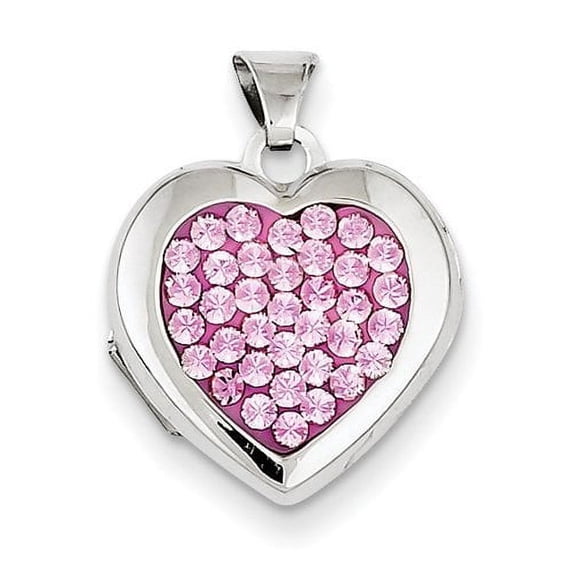 Sterling Silver Pave Crystal Locket - Just Under 3/4 Inch X 3/4 Inch