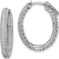 thumbnail image 1 of Sterling Silver Pave Rhodium-Plated Cz Hinged Oval Hoop Earrings (22 X 19) Made In Indonesia qmp588, 1 of 5