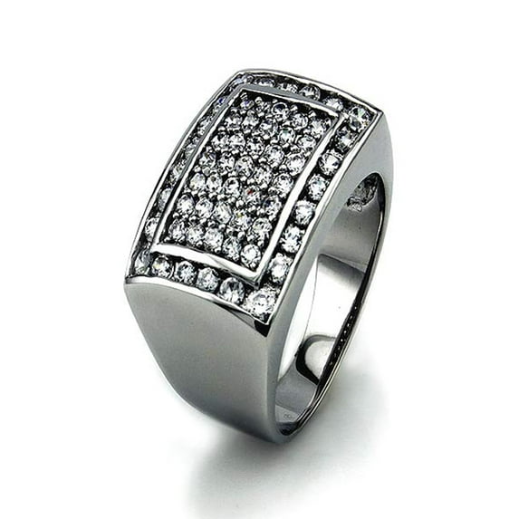 Tioneer Sterling Silver Pave-Set Cubic Zirconia Bulky Biker Ring