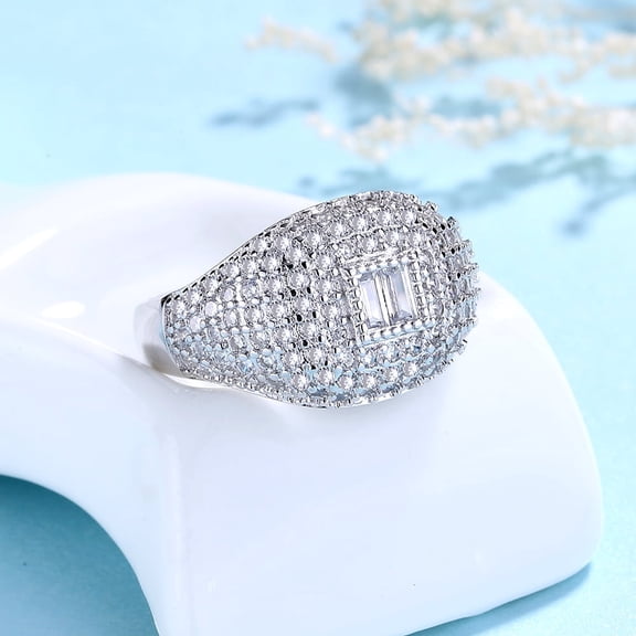 Sterling Silver Pave Crystal Ring