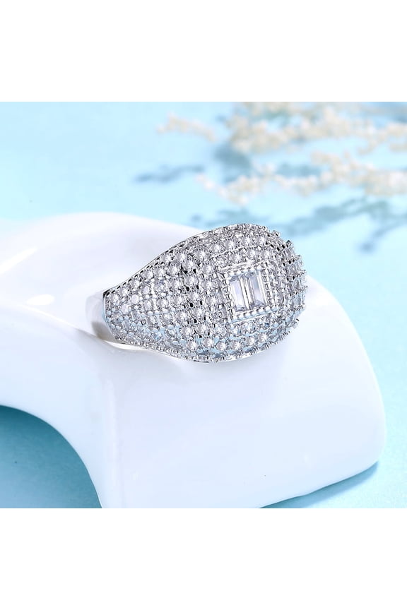 Sterling Silver Pave Crystal Ring