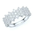 thumbnail image 1 of Sterling Silver Paved Cluster Honeycomb Simulated Round Brilliant Cut Diamonds Wedding Ring Half Eternity (12.5), 1 of 6