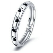 Sterling Silver Paw Print Band
