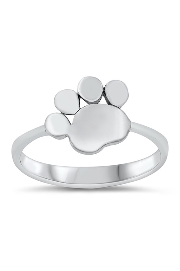 Sterling Silver Paw Print Ring Size 5