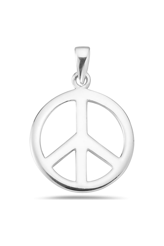 Sterling Silver Peace Sign Charm Necklace