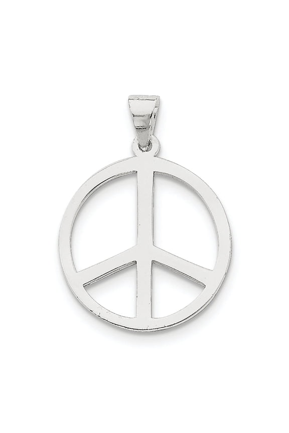 925 Sterling Silver Solid Polished Peace Symbol Pendant Necklace 33x24mm Wide Pendant for Women