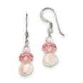 thumbnail image 1 of Sterling Silver Peach Crystal/Freshwater Cultured Pearl Earrings Sterling Silver Earrings, 1 of 1