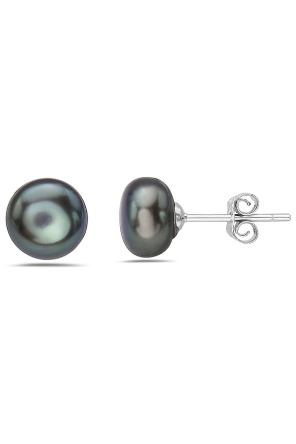 Sterling Silver Peacock Freshwater Pearl 6 mm Stud Earring