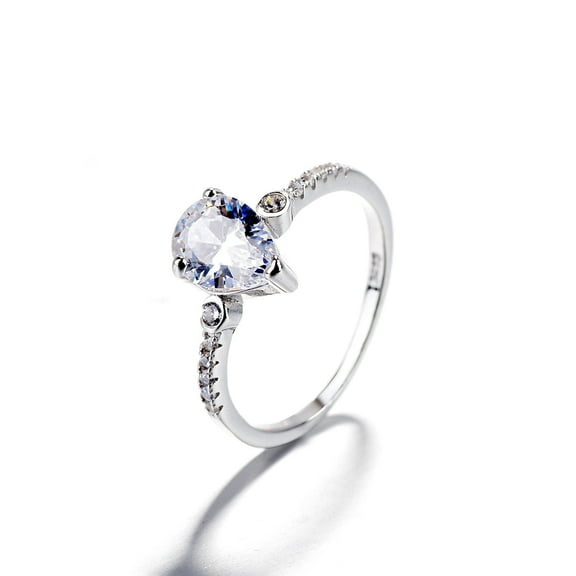 Sterling Silver Pear-Cut Ring With Crystals from Swarovski