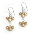 thumbnail image 1 of Sterling Silver Pearl Cluster Two Tier Drop Earrings, Pink, 1 of 1