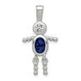 thumbnail image 1 of Sterling Silver Pendant for Women with Blue Gemstone Body and Cubic Zirconia Head, Beaded Limbs, Symbolic Family Necklace Charm for Mothers, Sentimental Birthstone Jewelry, 1 of 6