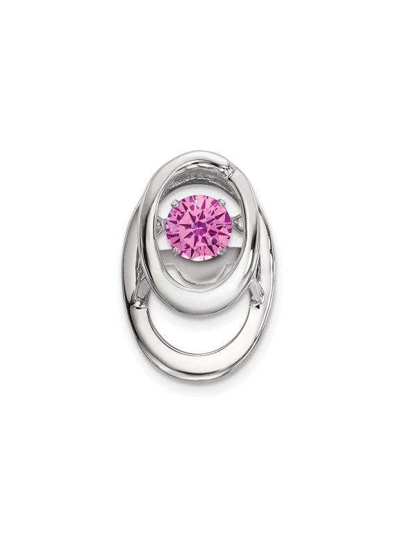 Sterling Silver Pendant for Women with Pink Gemstone, Abstract Oval Necklace Charm, Modern Minimalist Jewelry Symbolizing Love and Beauty
