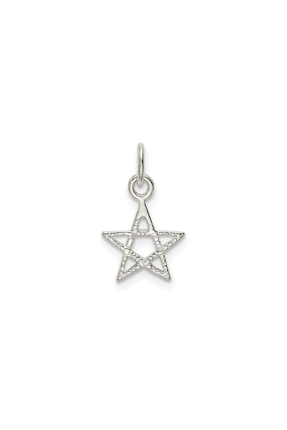 Sterling Silver Pentagram Pendant Necklace for Women with Textured Five-Pointed Star, Wiccan Pagan Talisman for Protection, Spiritual Symbol, Witchcraft Metaphysical Jewelry