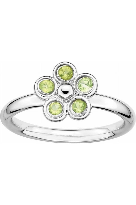 Sterling Silver Peridot Flower Ring