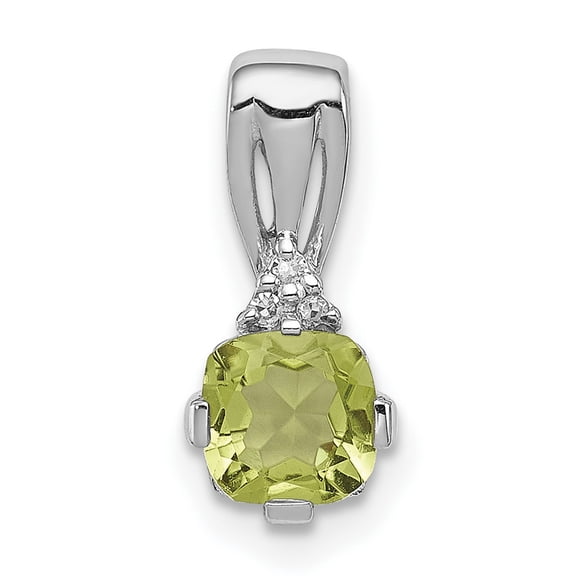 Sterling Silver Round Peridot and Diamond Accent Pendant, August Birthstone