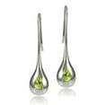 thumbnail image 1 of Sterling Silver Peridot Teardrop Lotus Drop Earrings, 1 of 2