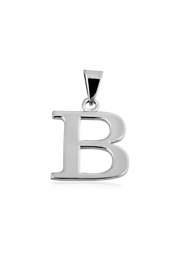 Sterling Silver Personalized Letter "B" Initial Pendant Necklace with 20" Chain