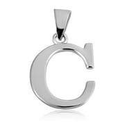 Sterling Silver Personalized Letter C Initial Pendant Necklace with 22 Chain