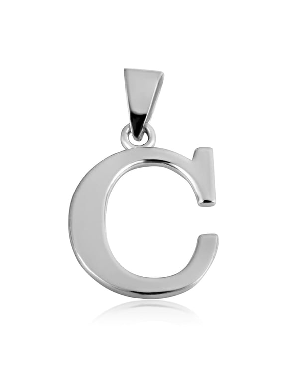 Sterling Silver Personalized Letter "C" Initial Pendant Necklace with 22" Chain