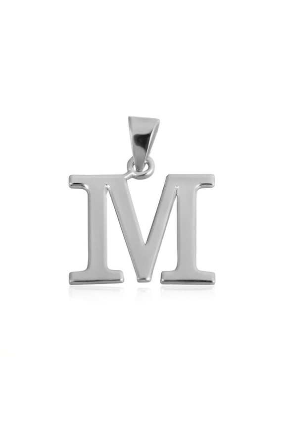 Sterling Silver Personalized Letter "M" Initial Pendant - Large