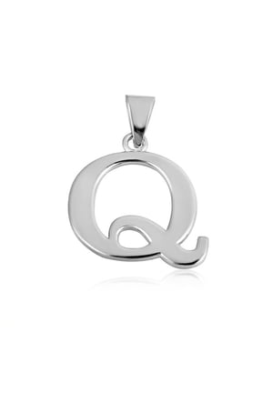 Sterling Silver Personalized Letter "Q" Initial Pendant - Large