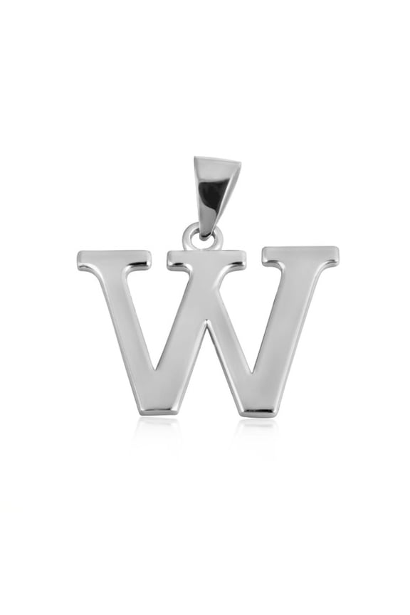 Sterling Silver Personalized Letter "W" Initial Pendant - Large