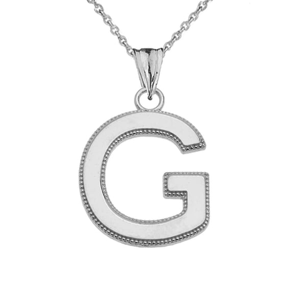 Sterling Silver Personalized Milgrain Letter "G" Initial Pendant