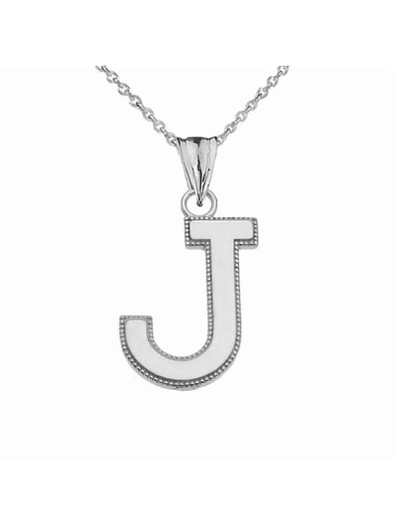 Sterling Silver Personalized Milgrain Letter "J" Initial Pendant
