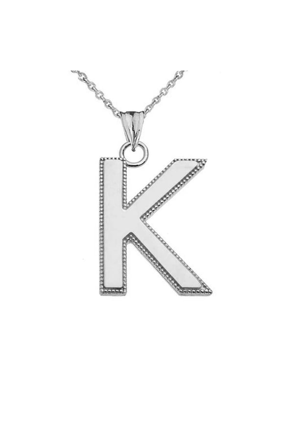 Sterling Silver Personalized Milgrain Letter "K" Initial Pendant